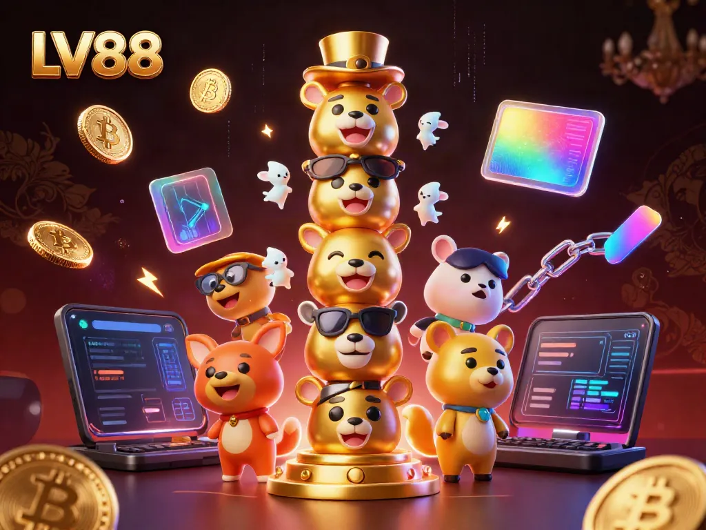 Engage with LV88's vibrant gaming experience through a stunning animated casino totem landscape.