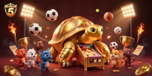 Engage in sports betting excitement with keo nha cai 5, featuring dynamic sports elements and vibrant casino characters.
