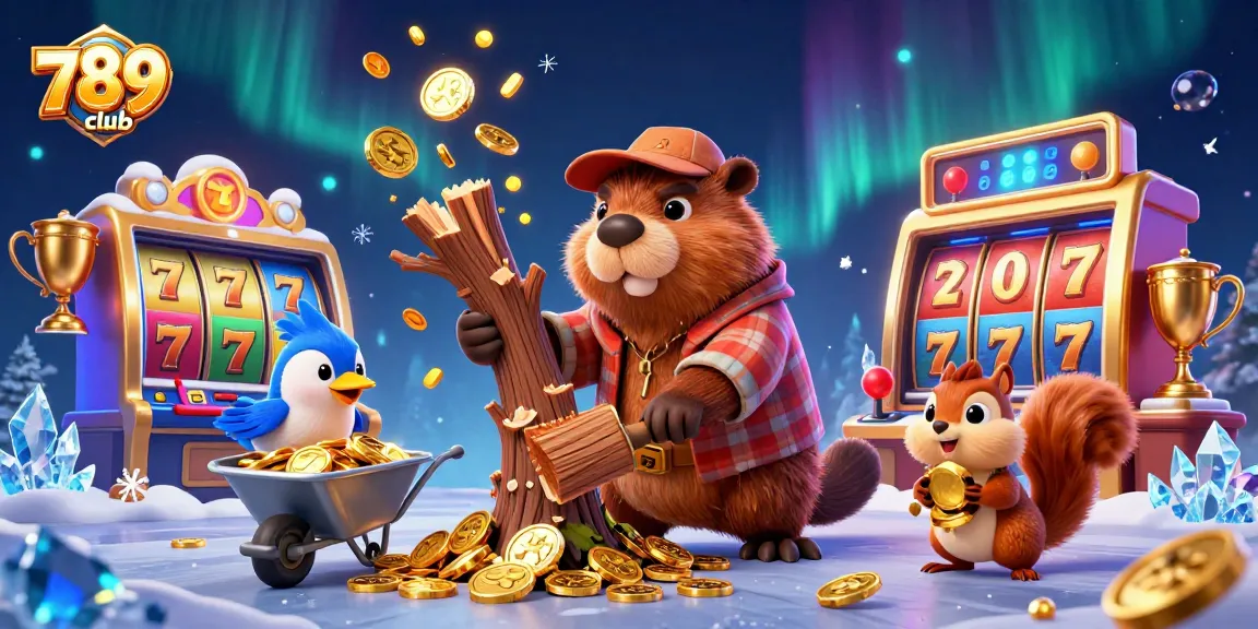 Experience thrilling gameplay at 789club with the cartoon beaver and golden coins raining down!