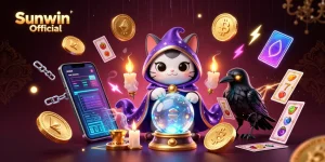 Engage with Sunwin Official's immersive slots experience featuring vibrant characters and crypto elements.