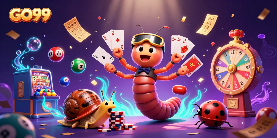 Engage with GO99's excitement featuring a vibrant 3D casino scene filled with dynamic game elements.