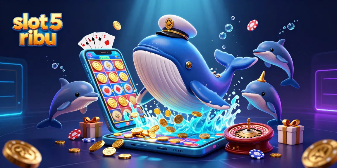 Engage in thrilling gameplay with slot 5 ribu featuring a vibrant casino scene with playful sea creatures.