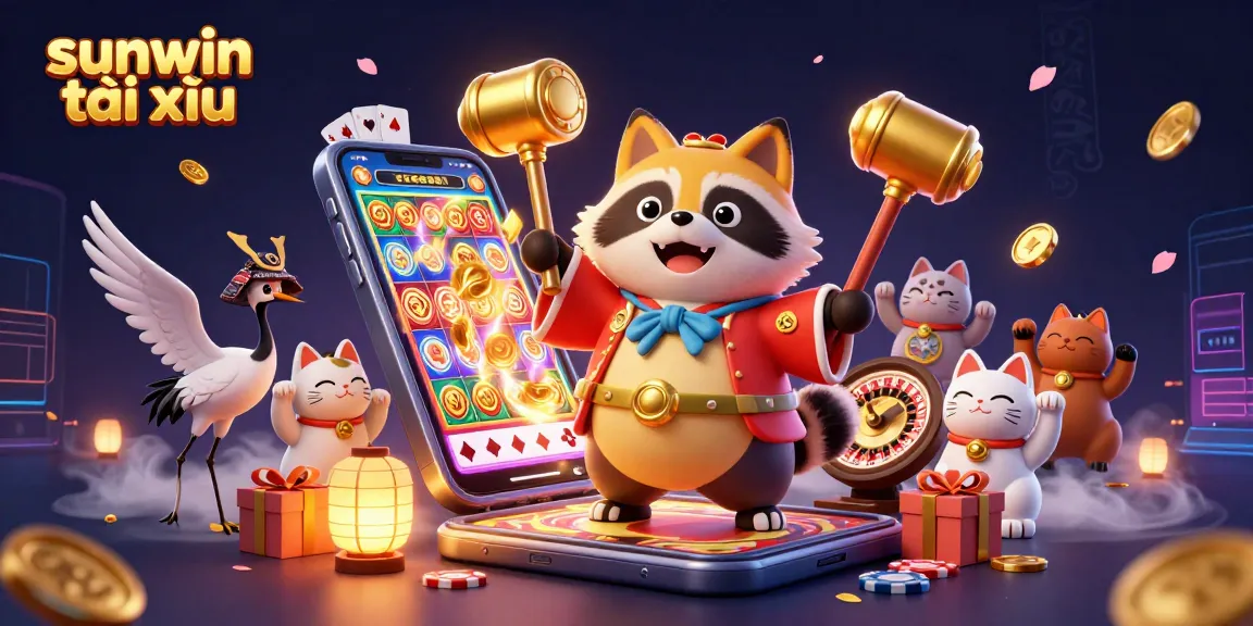 Experience thrilling sunwin tài xỉu gameplay with vibrant characters and casino elements in this 3D illustration.