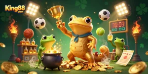 Experience exciting gaming with King88 com's vibrant 3D casino scene featuring alchemical riches.
