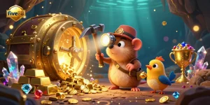 Join the treasure hunt with five88 as a mole discovers gems and gold in this vibrant casino scene.