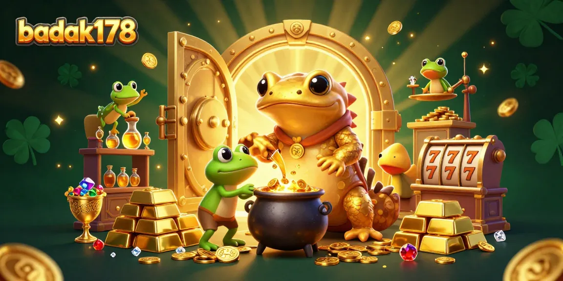 Experience the excitement of badak178 slots with gold coins and vibrant casino elements!