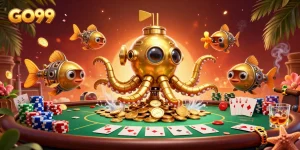 Experience thrilling gameplay at GO99 with exciting poker elements in this vibrant illustration.